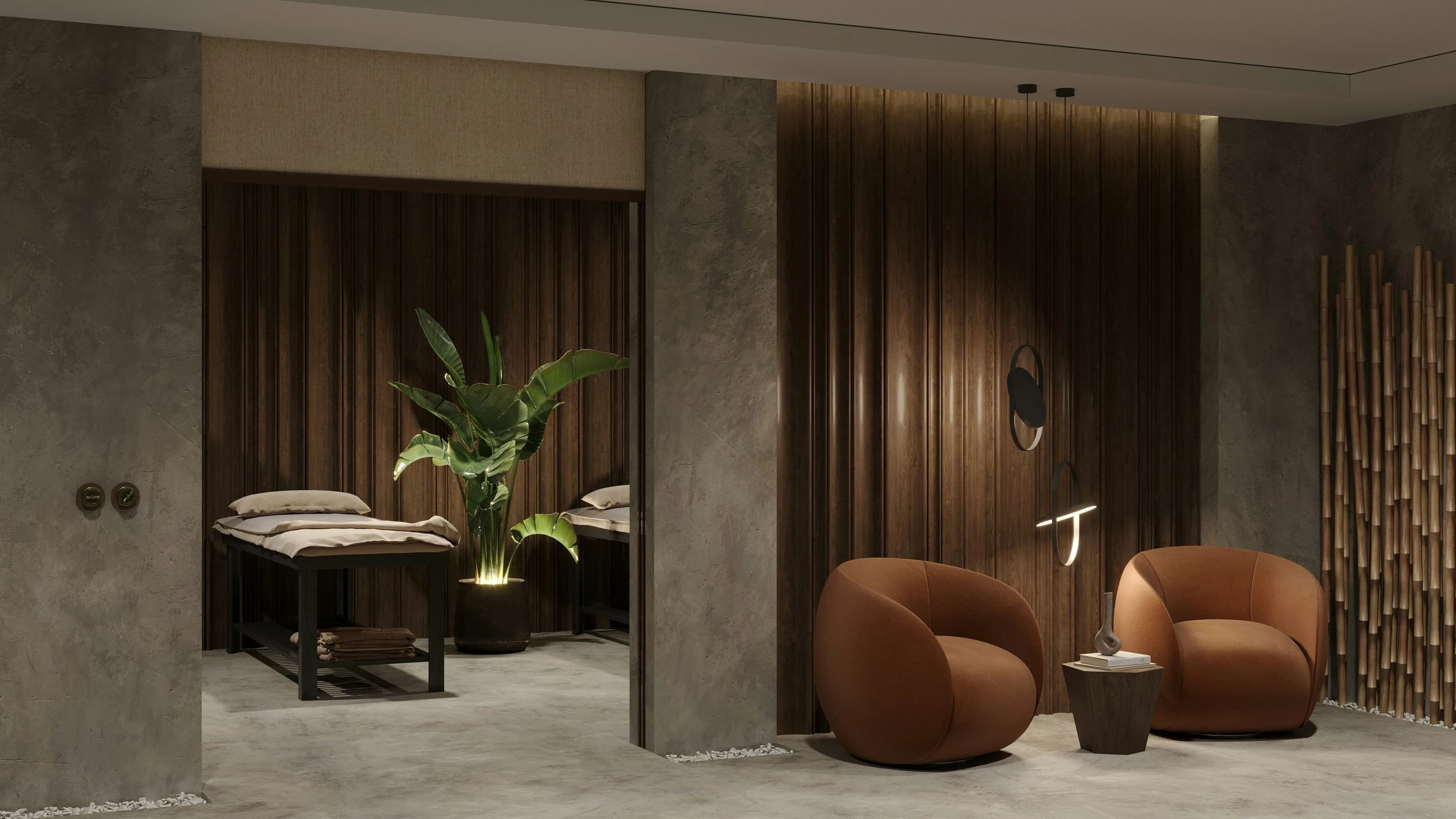 Interior de un spa con ambiente relajante